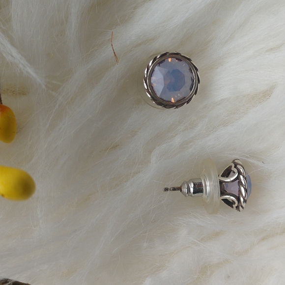 New Brighton Vintage Pink Gem Earrings With hearts on the sides - Picture 5 of 6